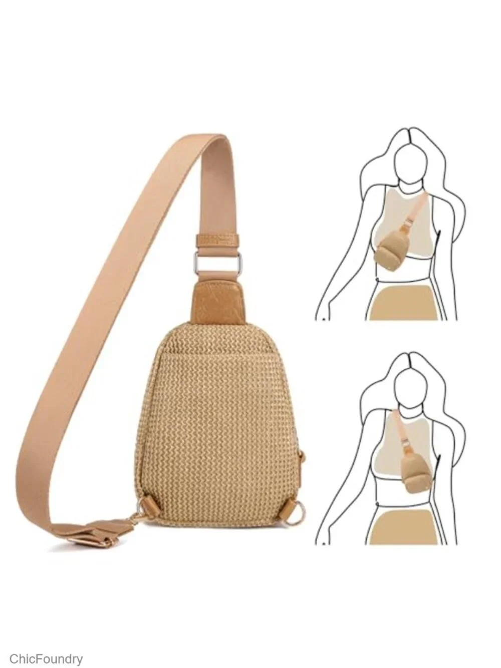 Faux Straw Crossbody Bag with RFID Blocking, Lightweight Woven Purse